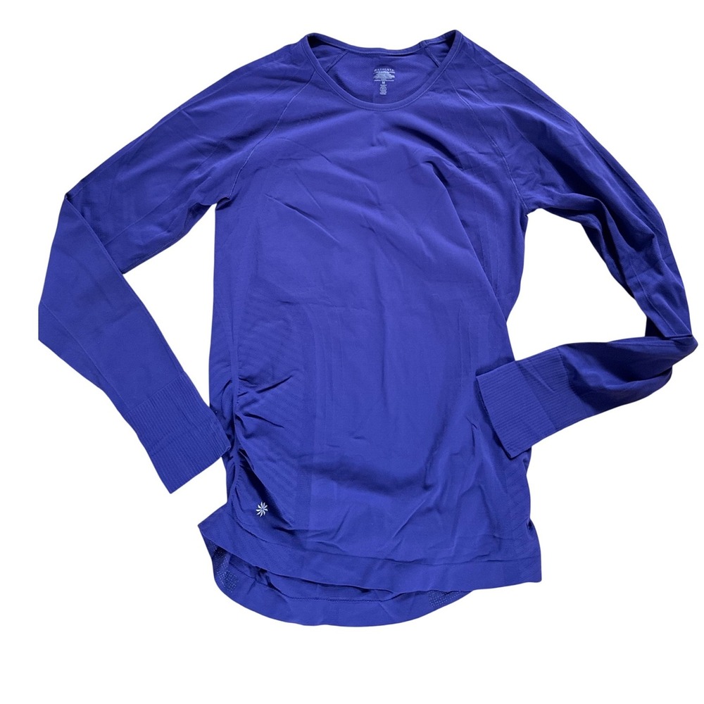 Athleta Momentum Long Sleeve Purple Seamless Ruched Training Top Size M FA19
